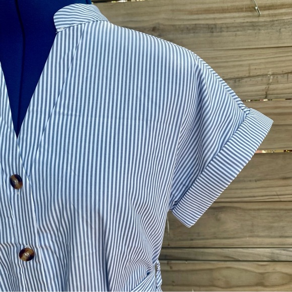 Belted Striped Button-Front Dress NWT Size S - Picture 5 of 12